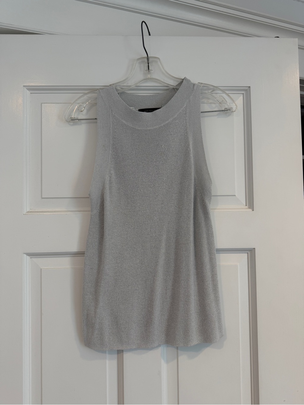 Ann Taylor Silver Sleeveless Knit Tank Top - Women's